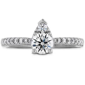 Hearts On Fire Destiny Teardrop Shape Engagement Ring with Diamond Band