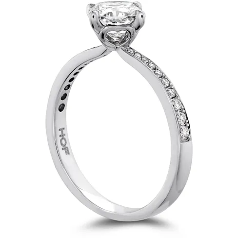 Hearts On Fire Dream Offset Signature Engagement Ring with Diamond Band