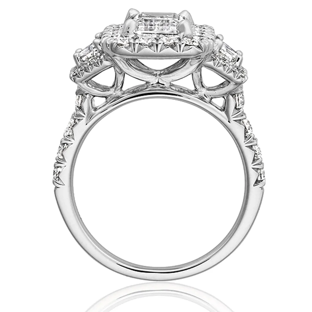 Henri Daussi Three Stone Diamond Engagement Ring