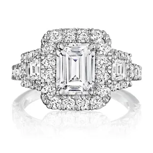 Henri Daussi Three Stone Diamond Engagement Ring