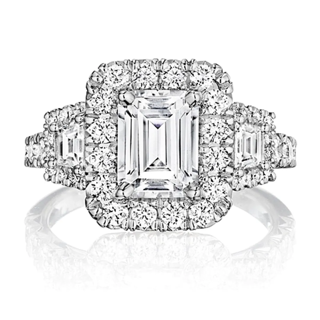Henri Daussi Three Stone Diamond Engagement Ring