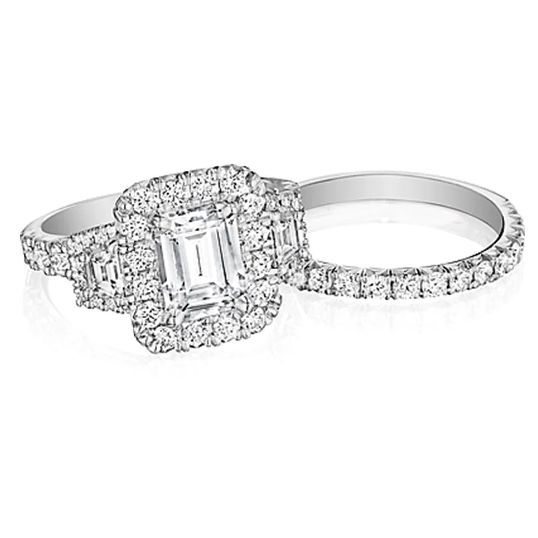 Henri Daussi Three Stone Diamond Engagement Ring