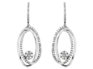 Interlocking Open Oval Diamond Dangle Earrings