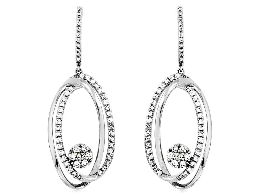 Interlocking Open Oval Diamond Dangle Earrings