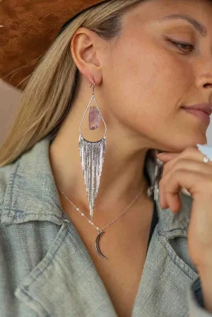 Intuition Amethyst Crystal Silver Fringe Earrings