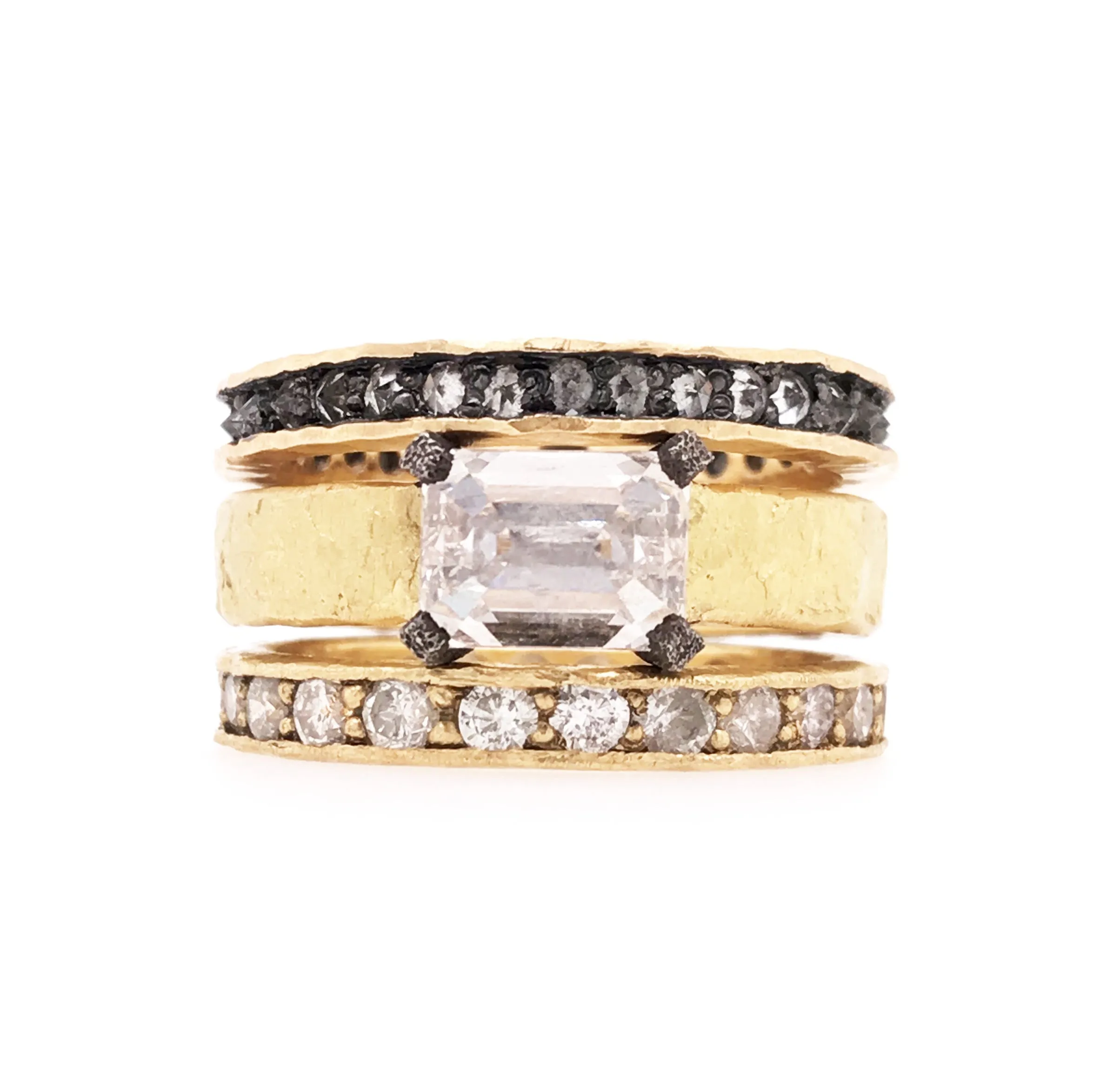 Inverted Emerald Cut Diamond Foundry Ring