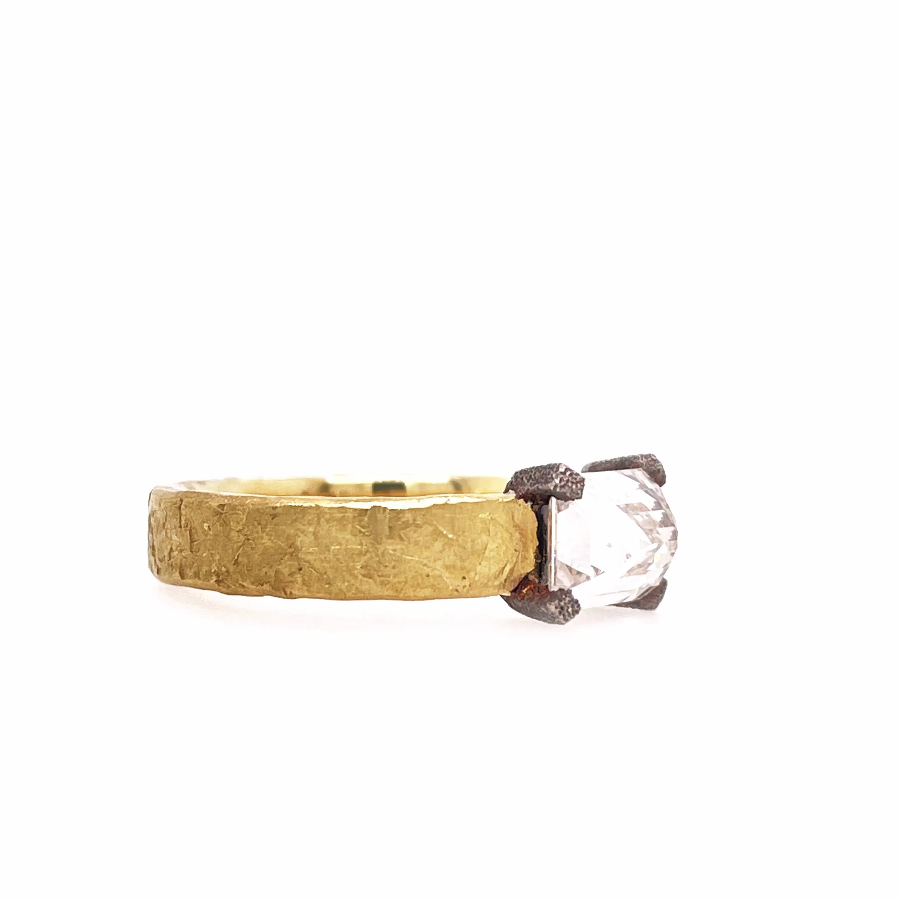 Inverted Emerald Cut Diamond Foundry Ring