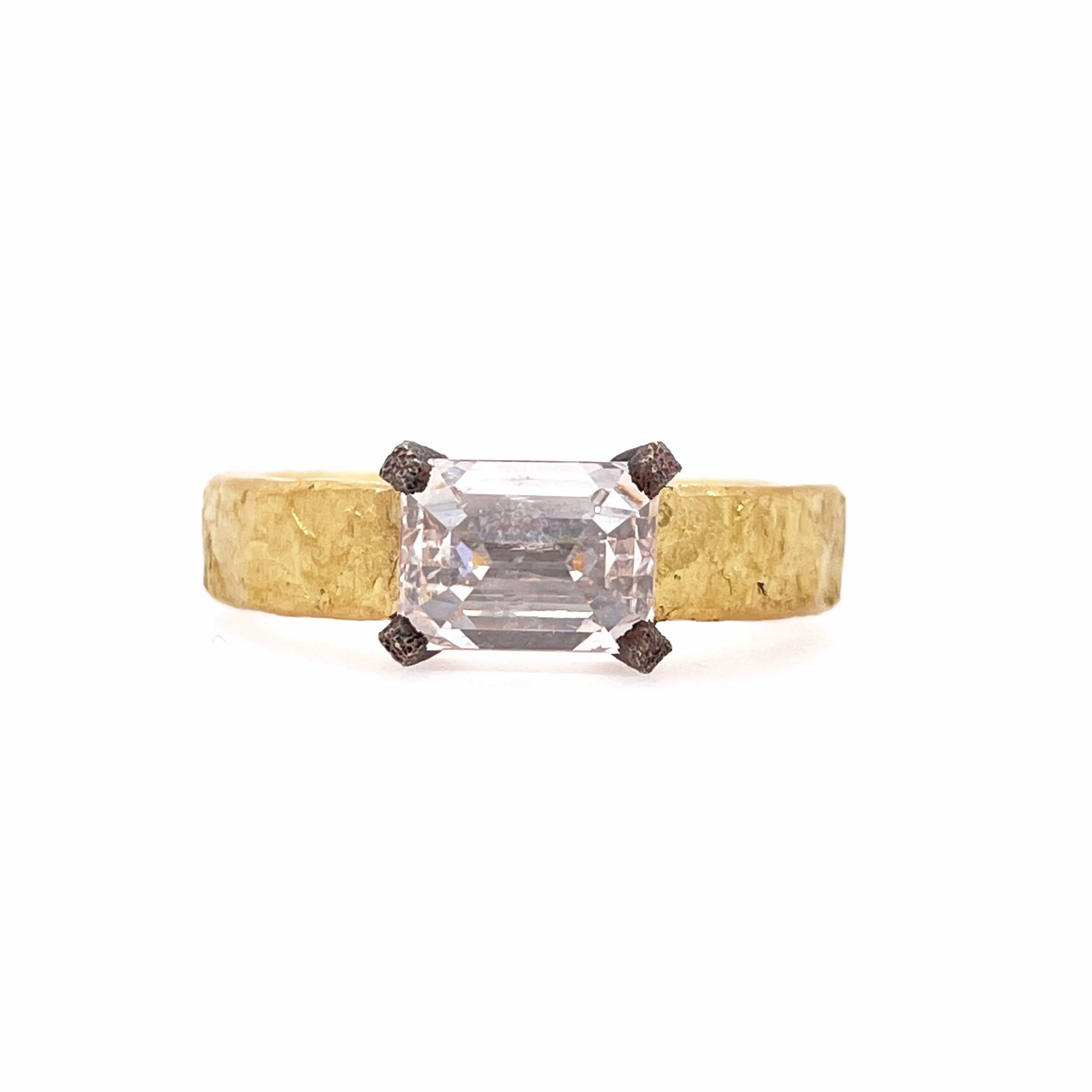 Inverted Emerald Cut Diamond Foundry Ring