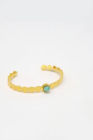 Isa Cuff Bracelet Raw Emerald 24k Gold-Plated
