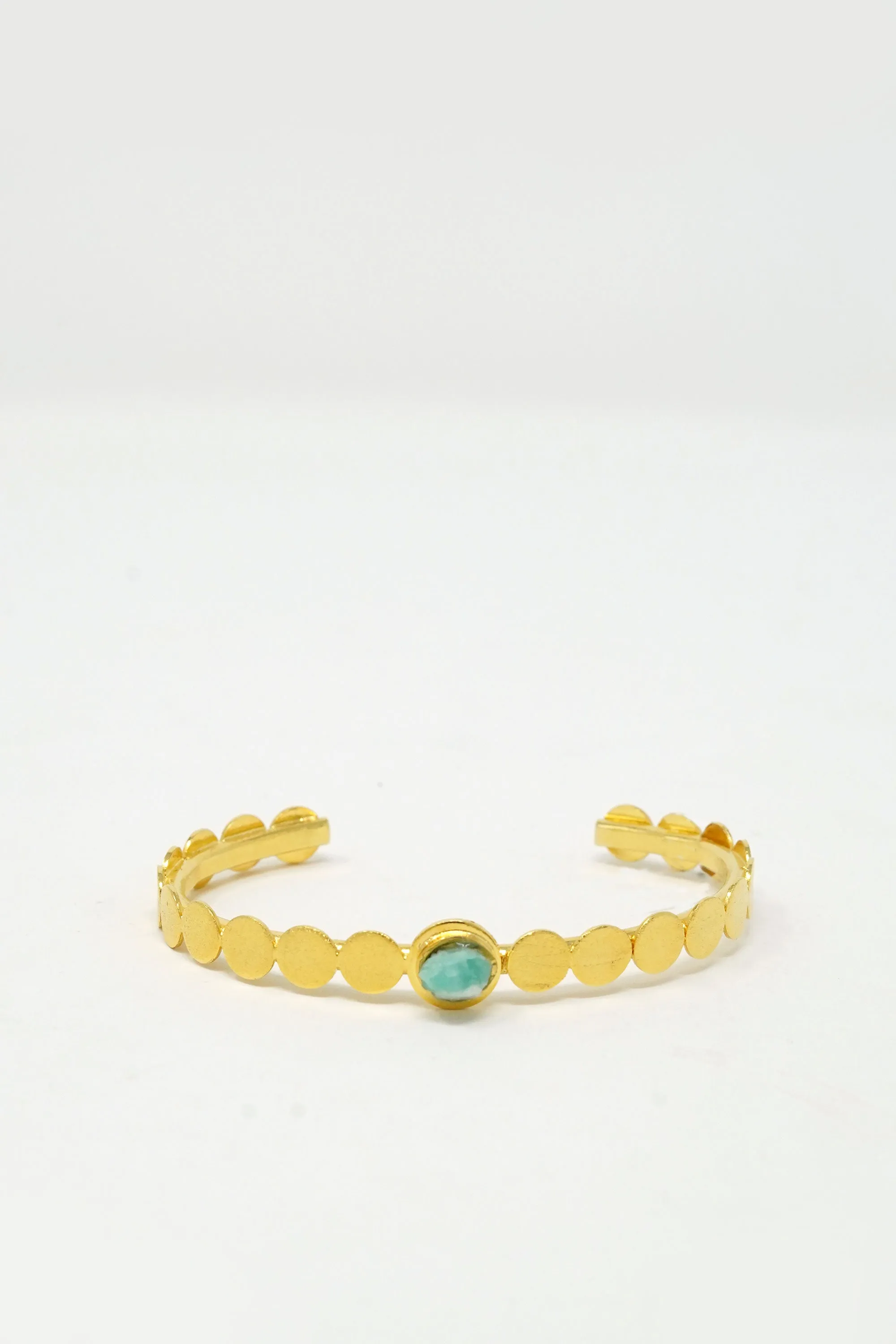 Isa Cuff Bracelet Raw Emerald 24k Gold-Plated