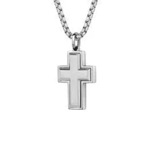 Italgem Stainless Steel Brushed Cross Necklace