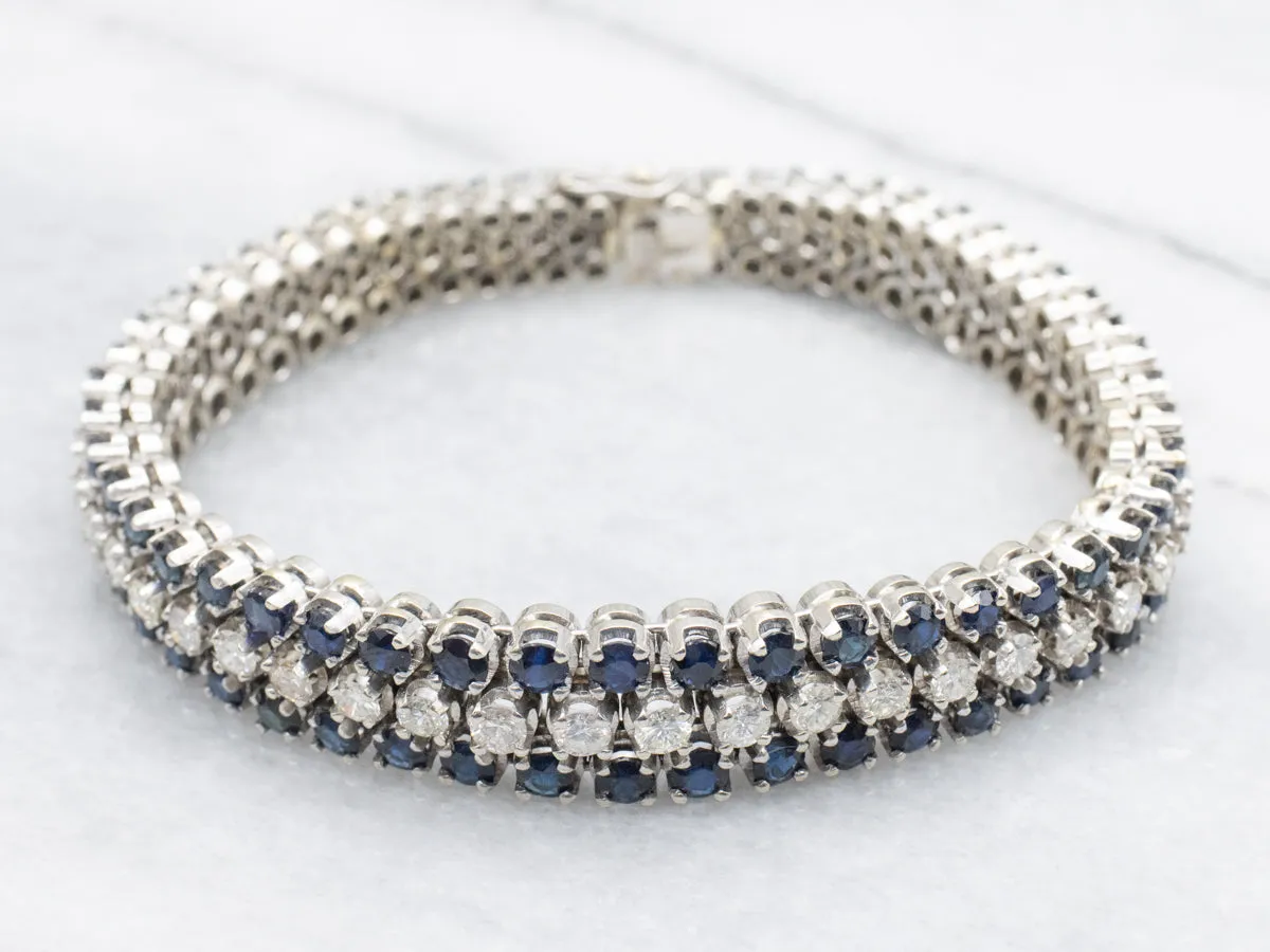 Italian Gold Diamond and Sapphire Bracelet