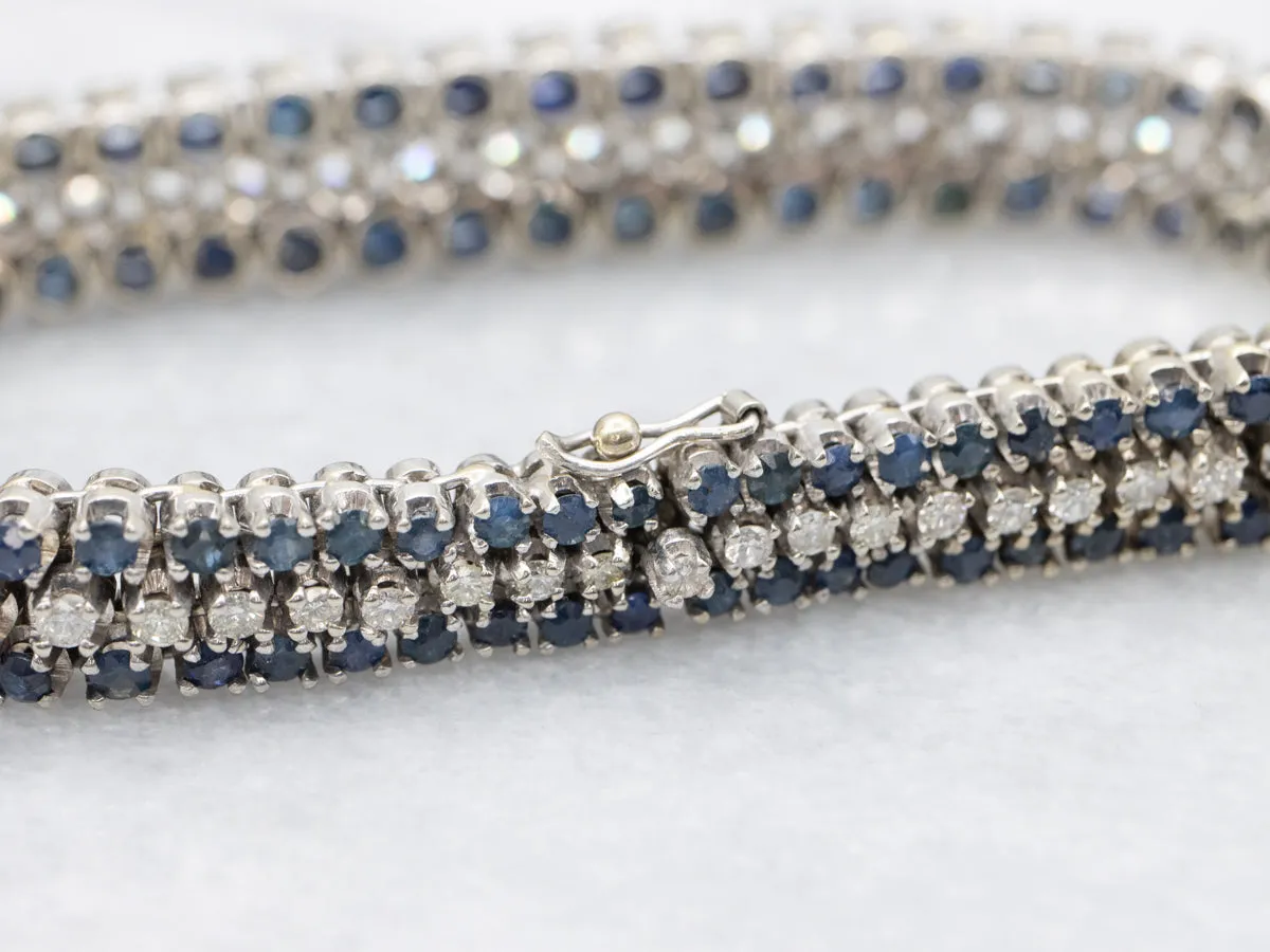 Italian Gold Diamond and Sapphire Bracelet