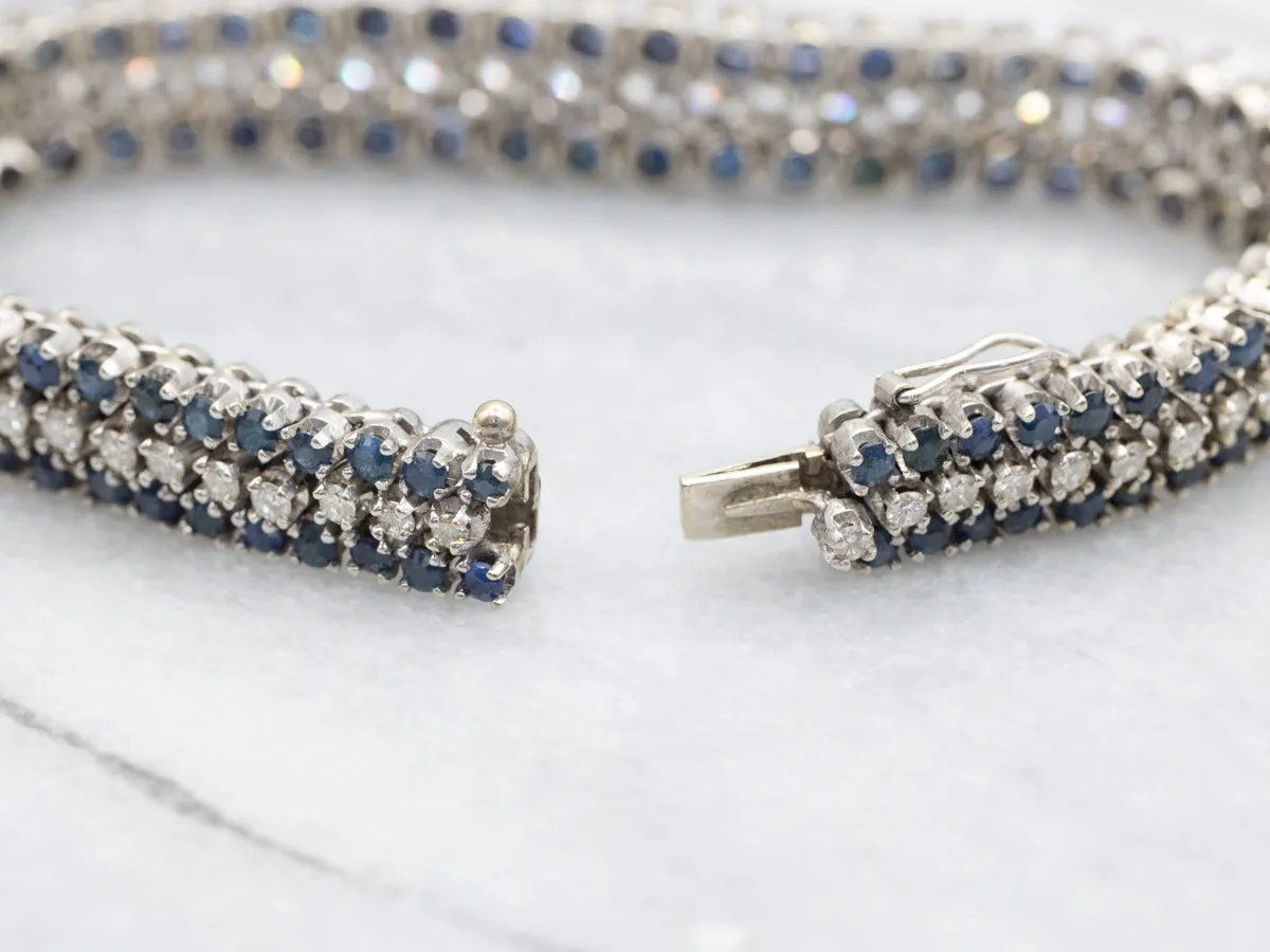 Italian Gold Diamond and Sapphire Bracelet