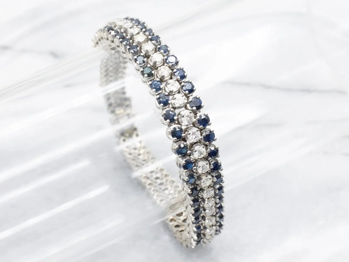 Italian Gold Diamond and Sapphire Bracelet