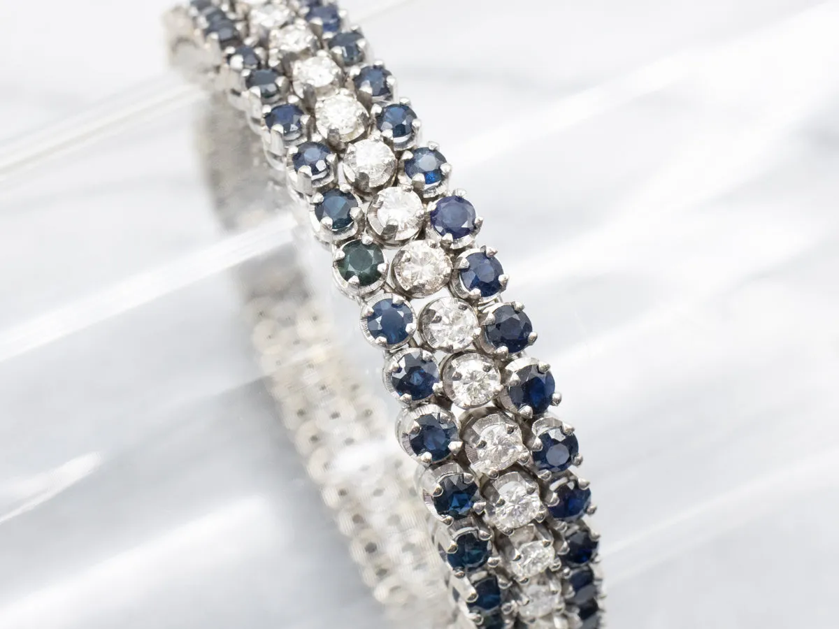 Italian Gold Diamond and Sapphire Bracelet