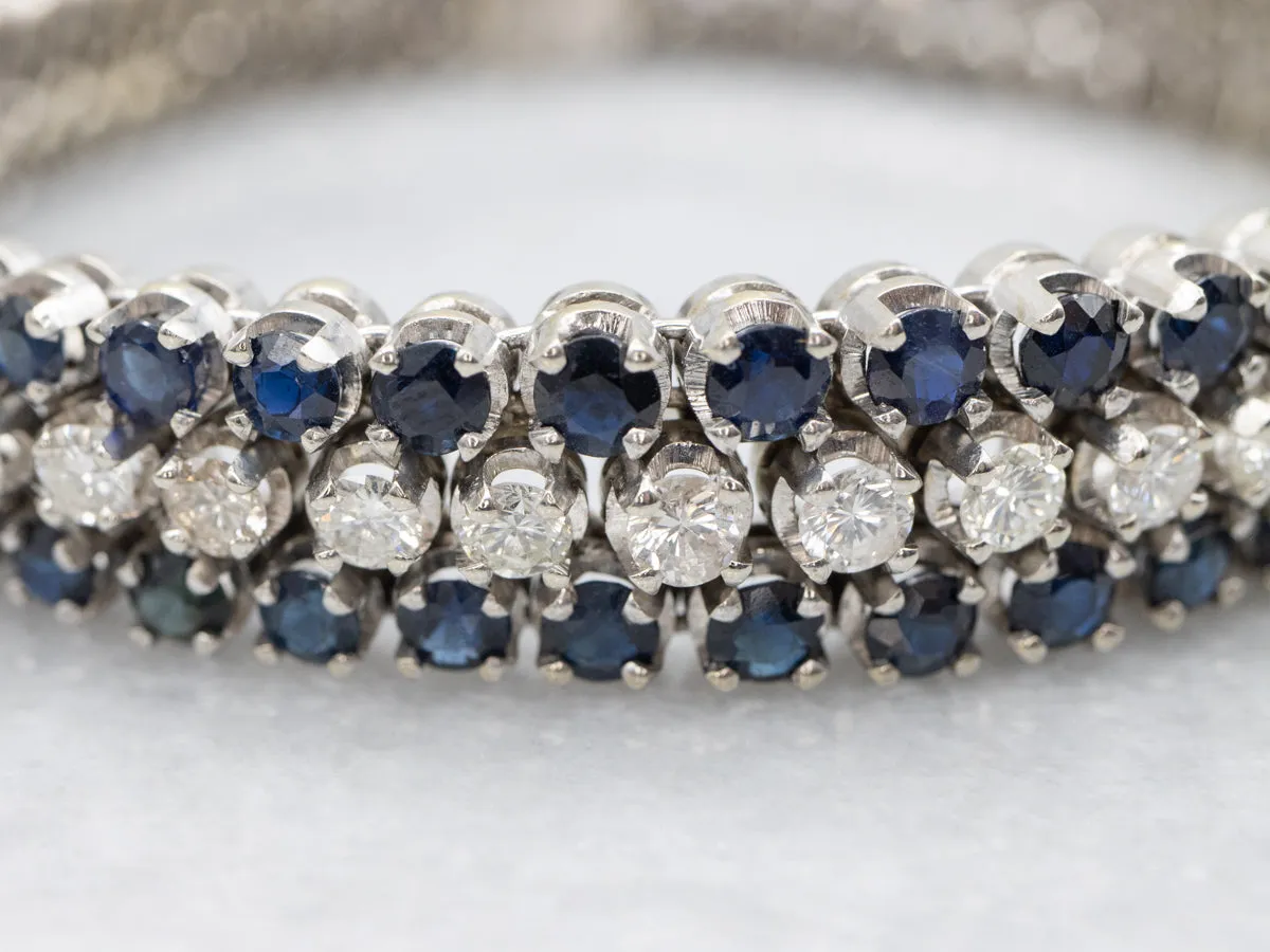 Italian Gold Diamond and Sapphire Bracelet