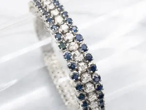 Italian Gold Diamond and Sapphire Bracelet