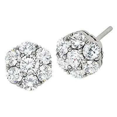 Jabel Diamond Cluster Earrings 1.50CTW