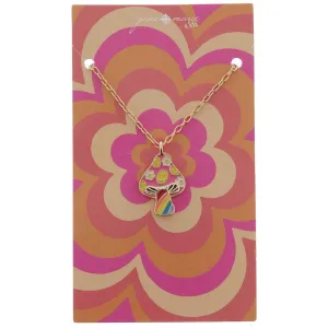 Jane Marie Kids Multi Enamel Mushroom With Happy Faces And Flowers Necklace