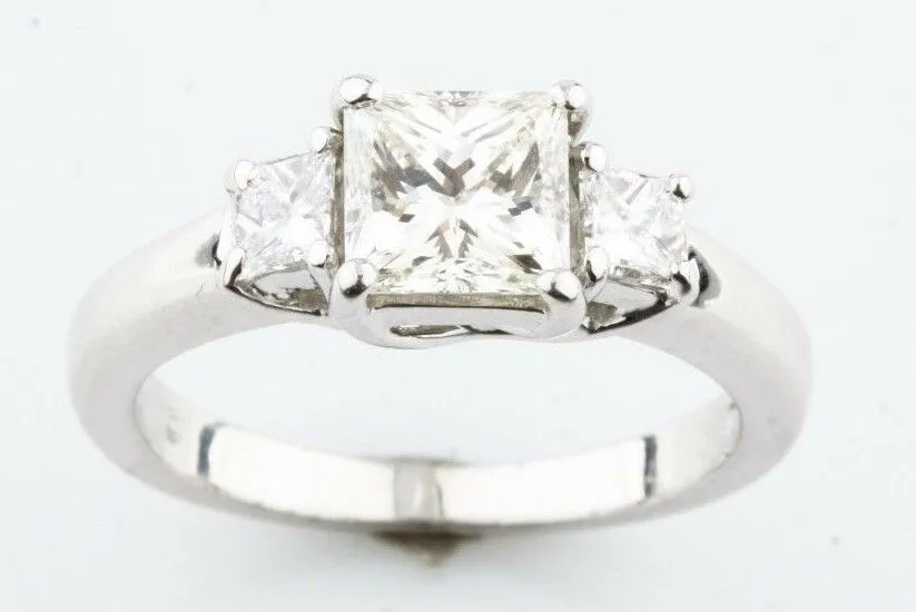 Jeff Cooper Platinum Princess Cut 3 Stone Diamond Engagement Ring