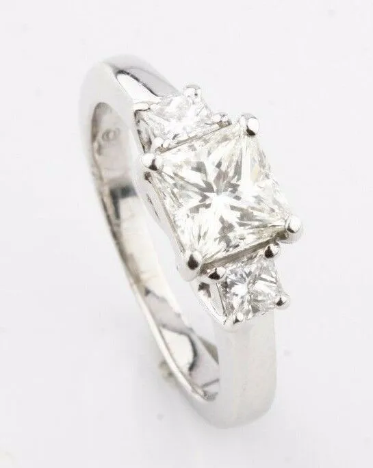 Jeff Cooper Platinum Princess Cut 3 Stone Diamond Engagement Ring