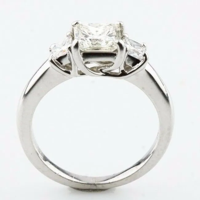 Jeff Cooper Platinum Princess Cut 3 Stone Diamond Engagement Ring