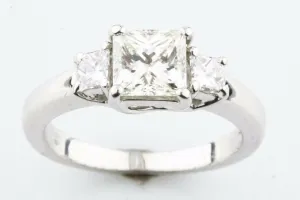 Jeff Cooper Platinum Princess Cut 3 Stone Diamond Engagement Ring
