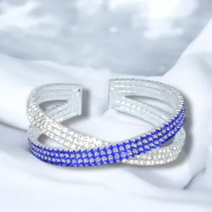 JEWEL - clear sapphire criss cross adjustable rhinestone bracelet
