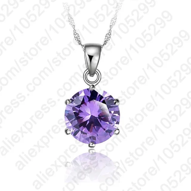 JEXXI Classic 6 Claw Cubic Zircon Pendant 925 Sterling Silver Necklace for Women Engagement & Wedding Jewelry