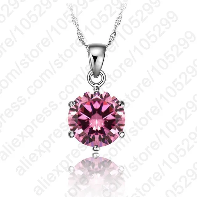 JEXXI Classic 6 Claw Cubic Zircon Pendant 925 Sterling Silver Necklace for Women Engagement & Wedding Jewelry