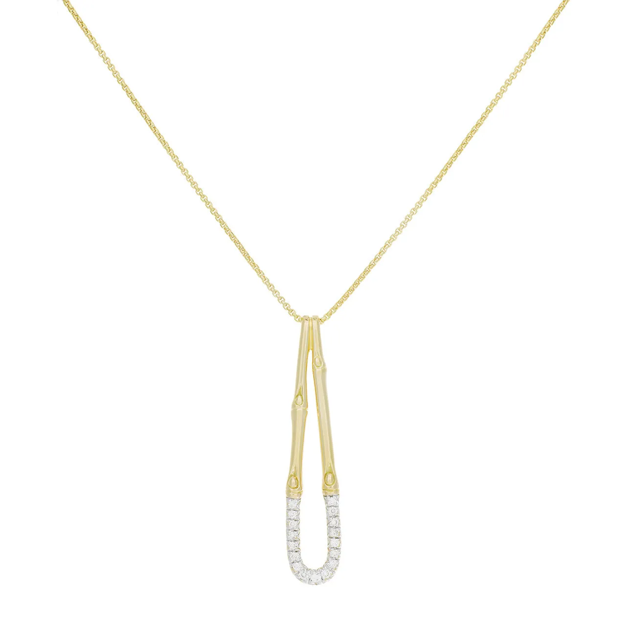 John Hardy 18K Yellow Gold & Diamond Bamboo Hoop Pendant Necklace