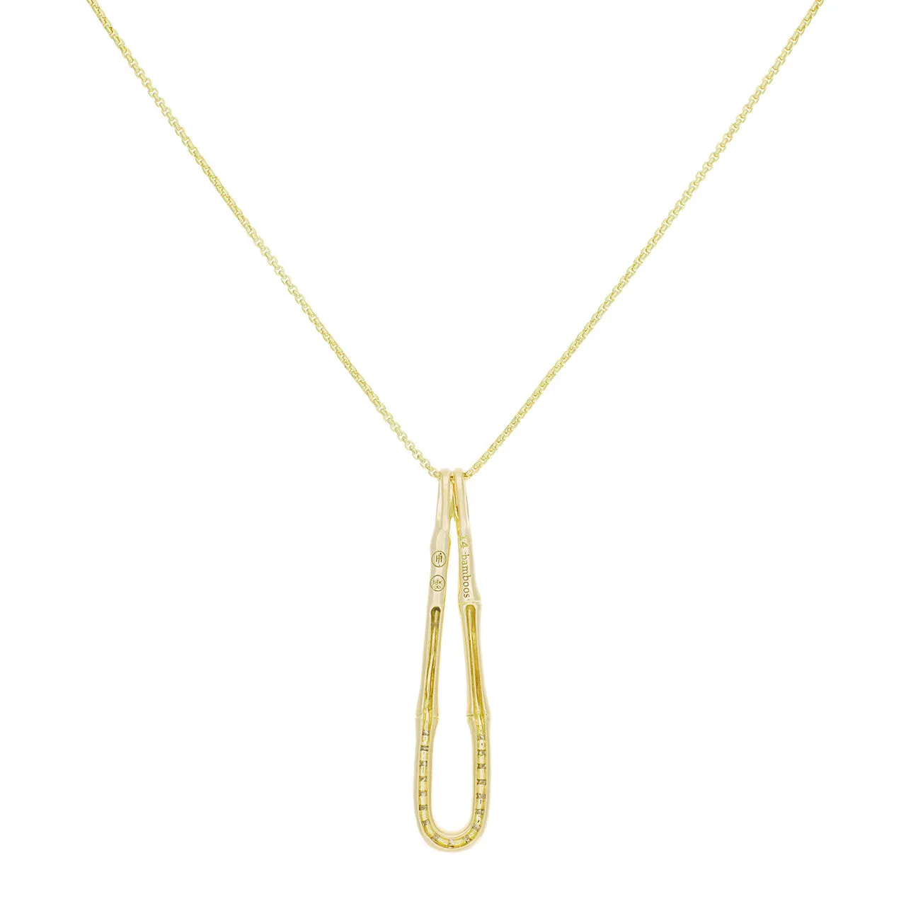 John Hardy 18K Yellow Gold & Diamond Bamboo Hoop Pendant Necklace