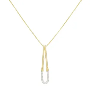 John Hardy 18K Yellow Gold & Diamond Bamboo Hoop Pendant Necklace