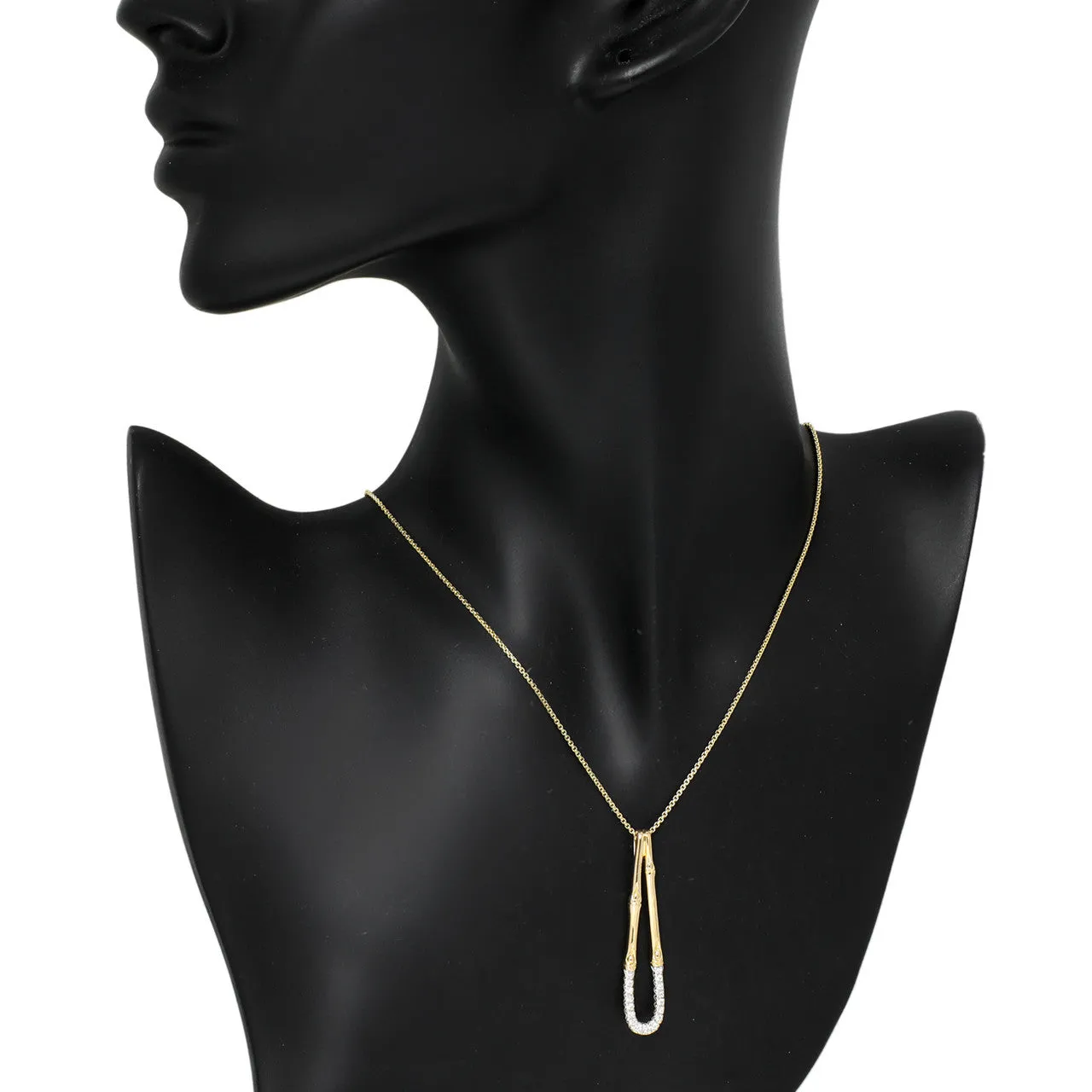 John Hardy 18K Yellow Gold & Diamond Bamboo Hoop Pendant Necklace