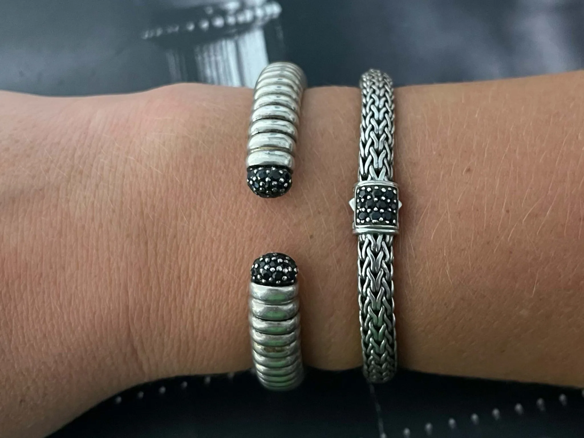 John Hardy Bracelet with Black Sapphire in Sterling Silver