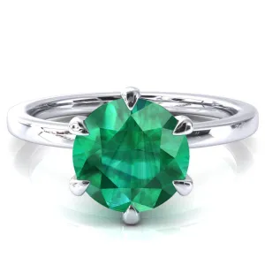 Julianne Round Emerald Solitaire 6 Prong Ring
