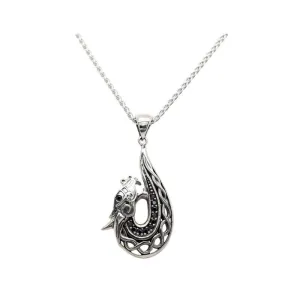 Keith Jack (Small) Dragon Sterling Silver and Black CZ Necklace