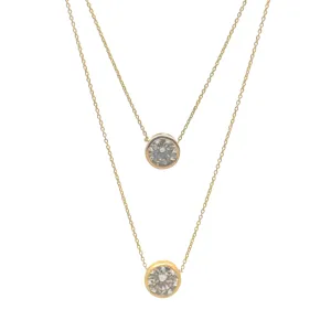 Lab Diamond Bezel Set Solitaire Necklaces
