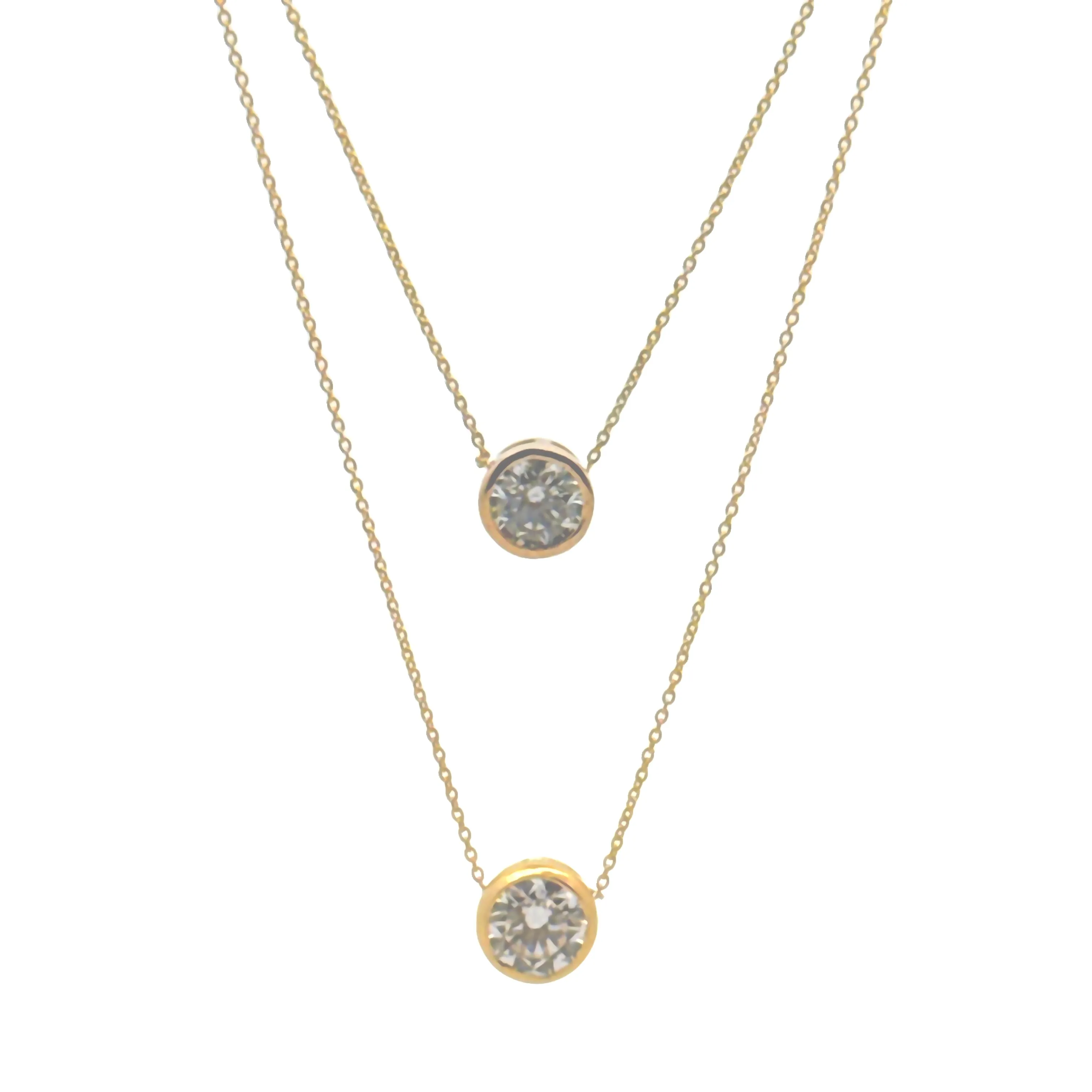 Lab Diamond Bezel Set Solitaire Necklaces