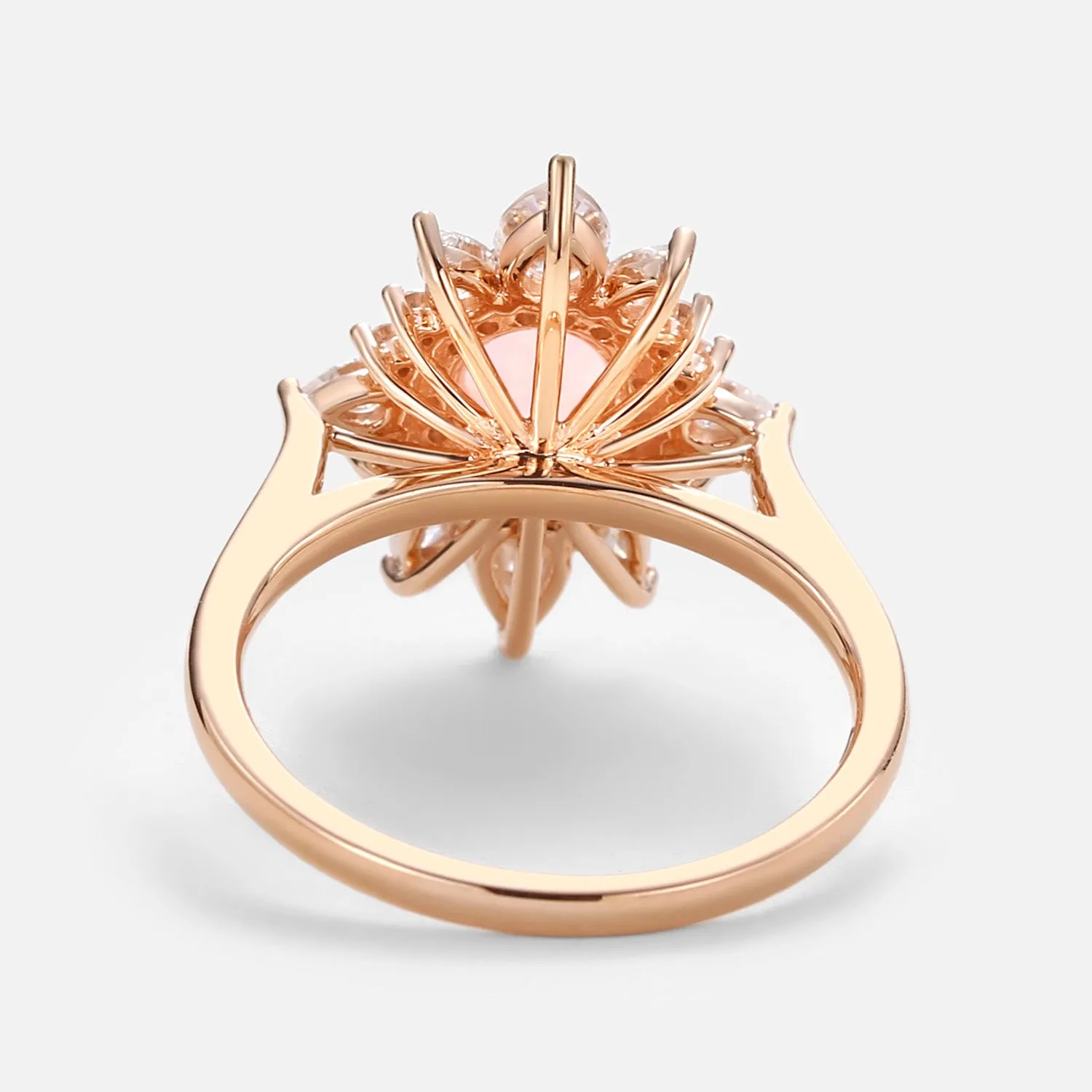 Lab Opal & Moissanite Halo Rose Gold Ring