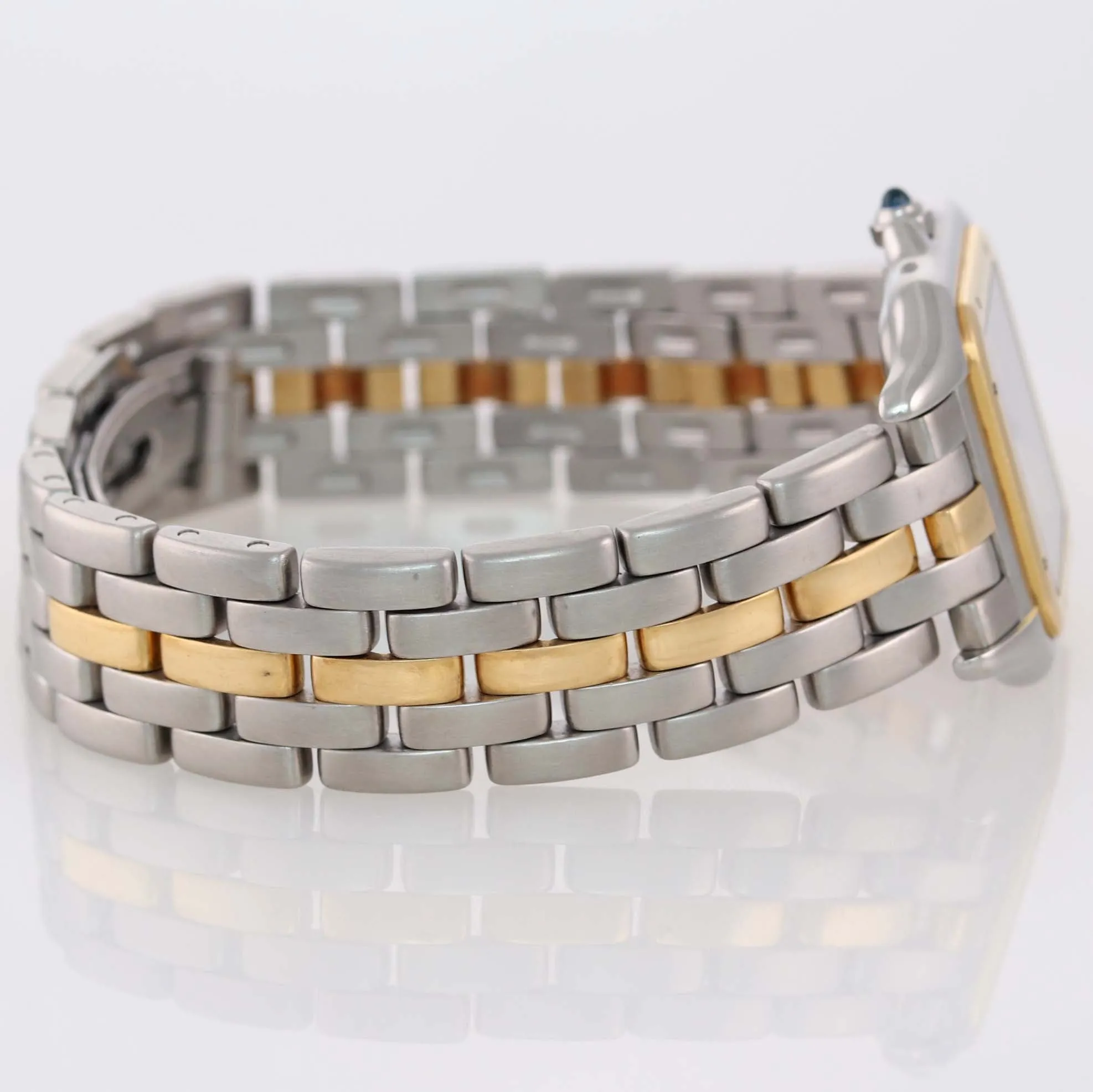 Ladies Cartier Panthere 18k Gold Steel One Row Two Tone 27mm Quartz Date Watch