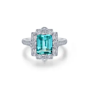 Lafonn Simulated Diamond & Fancy Lab Grown Sapphire Halo Ring SYR009GP