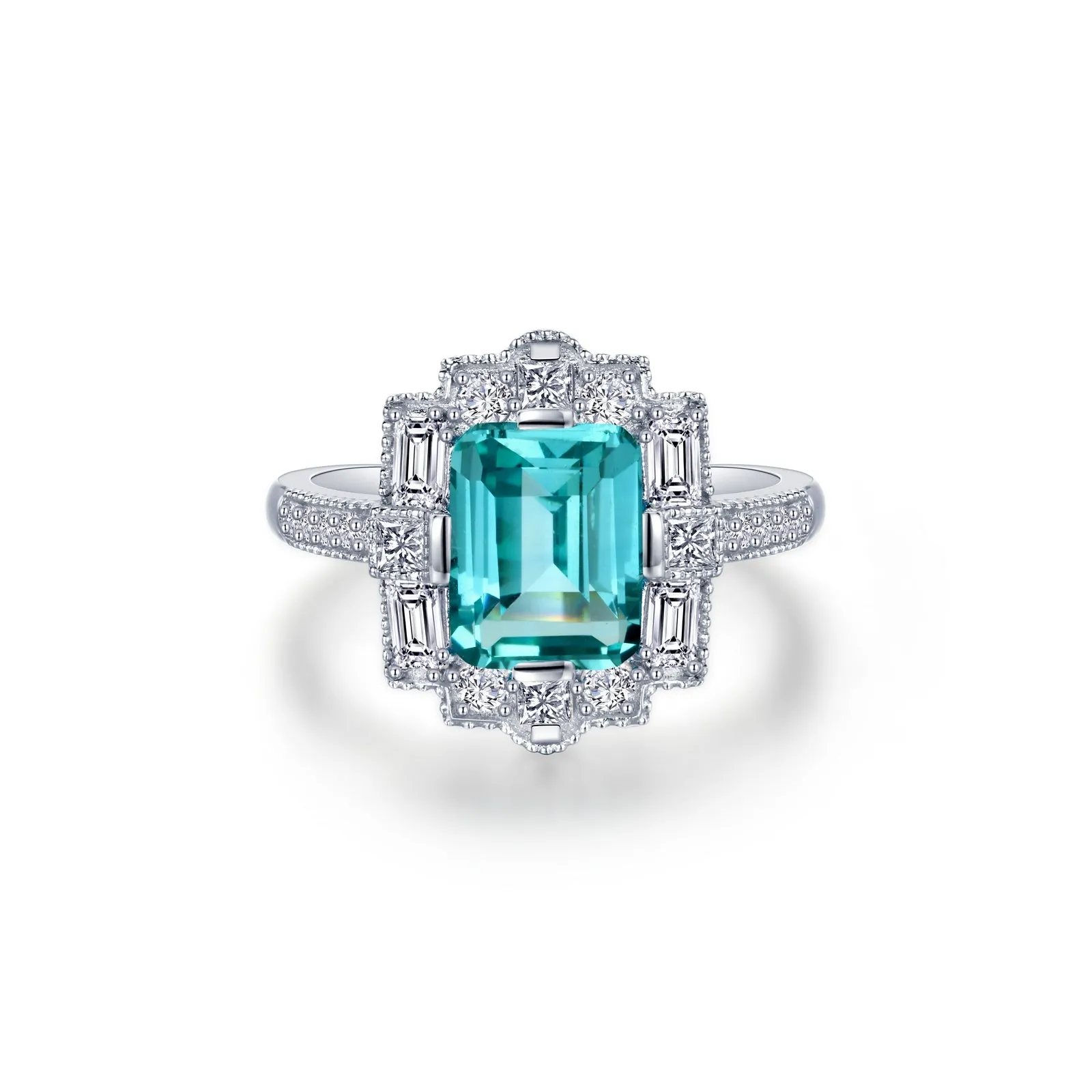 Lafonn Simulated Diamond & Fancy Lab Grown Sapphire Halo Ring SYR009GP