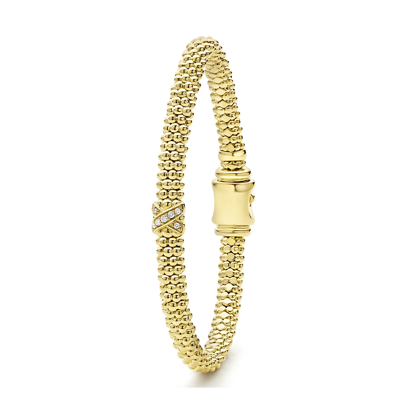 LAGOS Embrace 18K Gold X Diamond Caviar Bracelet, 6mm
