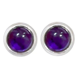 Laihas Large Round Classic Chic Amethyst Stud Earrings