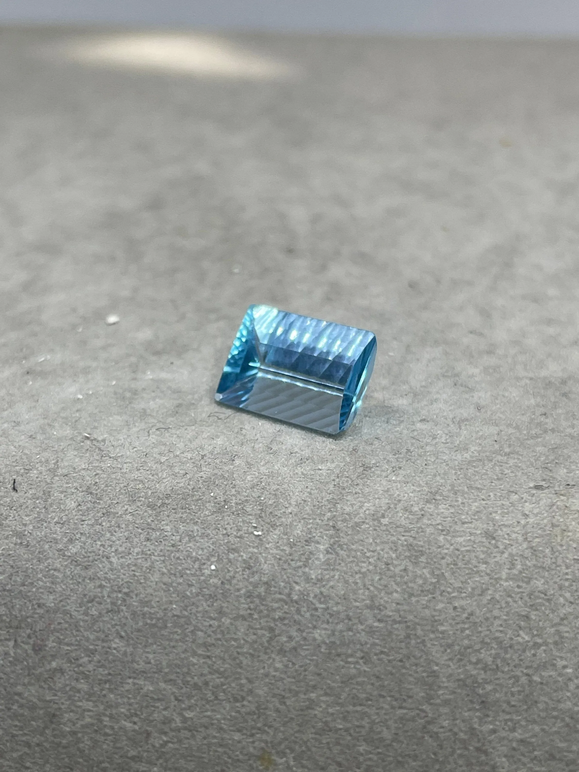 Laser Millennium Concave Cut Swiss Blue Topaz 14x10x7 Emerald Cut Loose Gemstone