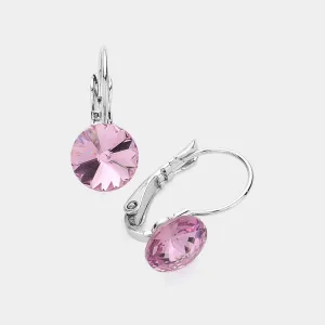 Light Amethyst Round Crystal Lever Back Pageant Earrings | Interview Earrings |  376368