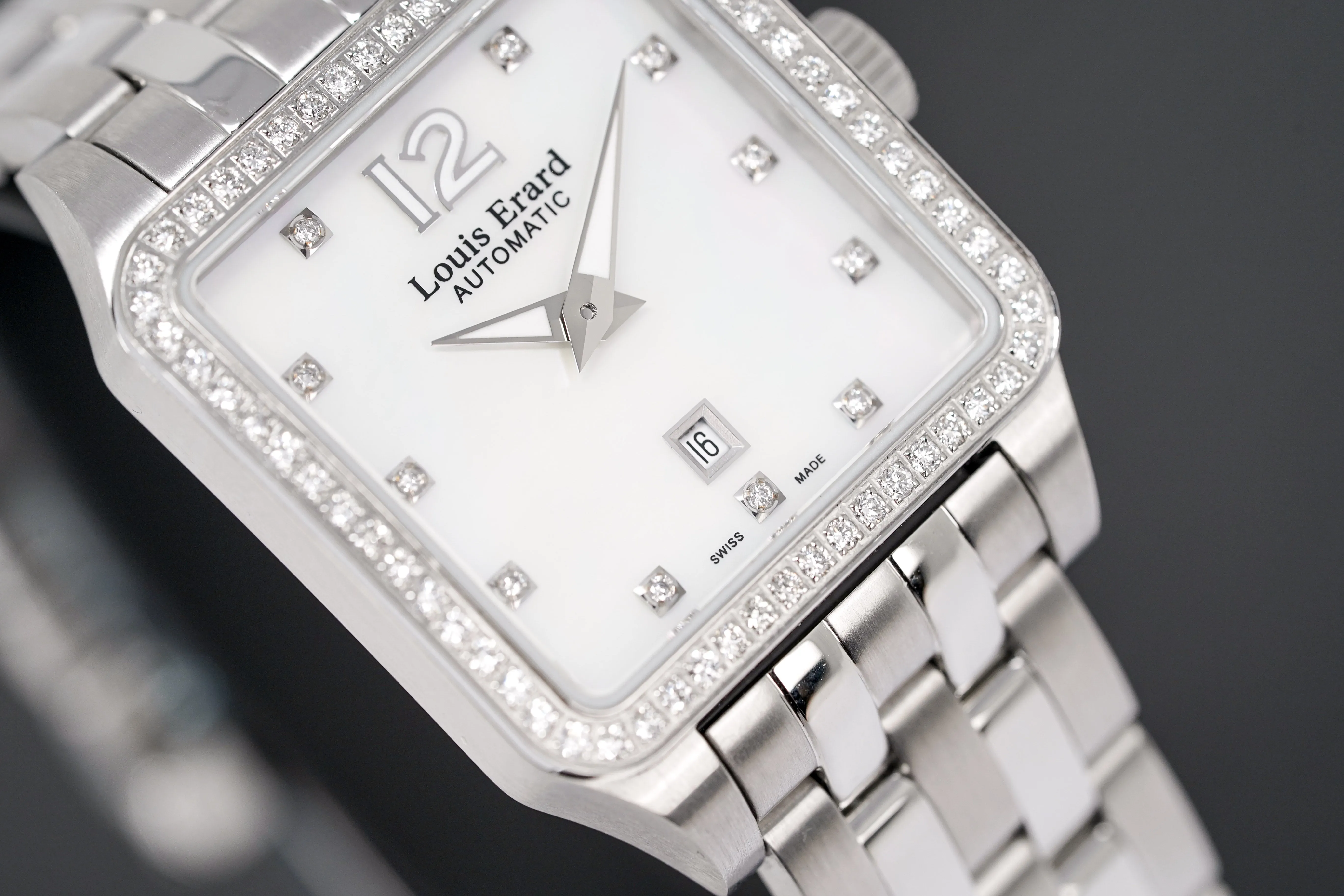 Louis Erard Watch Ladies Emotion Square Mother of Pearl Diamond 20700SE14.BMA18
