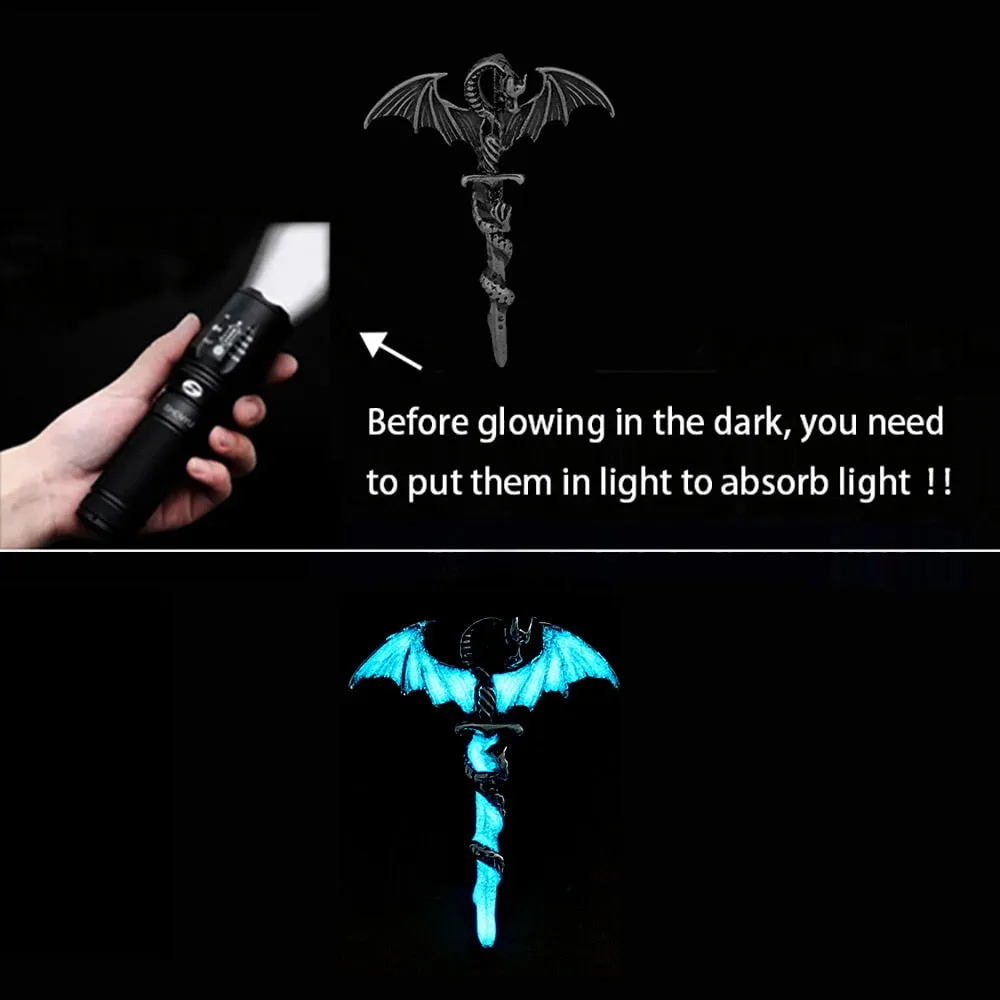 Luminous Necklace Glow In The Dark Sword Vintage Dragon Pendant Necklace Jewelry